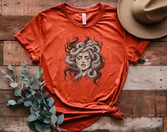 Medusa Graphic Tee: Bella Canvas Cotton Greek Mythology T-Shirt