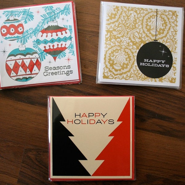 SALE - Set of 12 Silkscreened Holiday Greeting Cards - ONLY 24 DOLLARS - save over 25 dollars