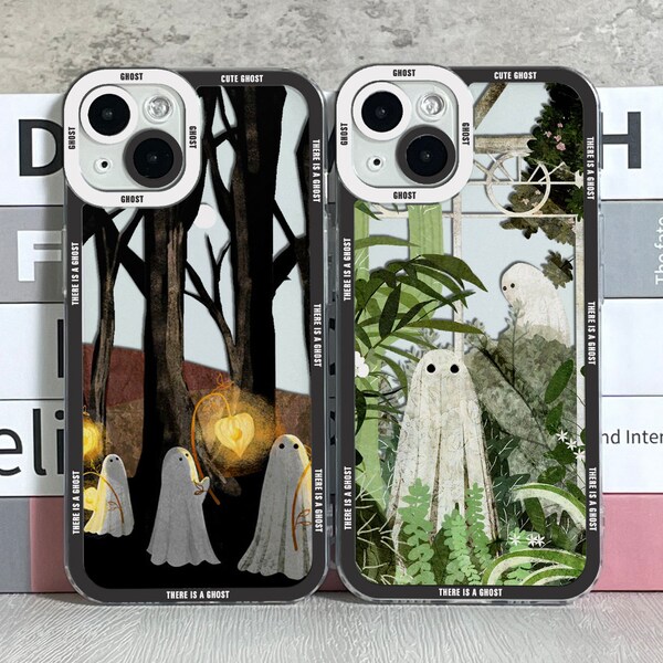 Cute Ghost phone case,Aesthetic Anime art Phone Case,iPhone Case 15 14 13 12 11 pro max plus xr mini se x