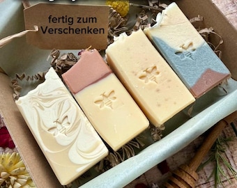 Honigseifen Box Geschenk, nachhaltige Naturseife plastikfrei, Seifen Geschenkset