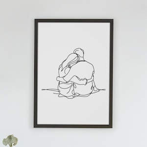 Paar Kunstdruck, abstraktes Paar Fine Line Art, abstrakte Liebe Kunst, Schlafzimmer Wandkunst, minimalistische romantische Kunst, sofortiger digitaler Download