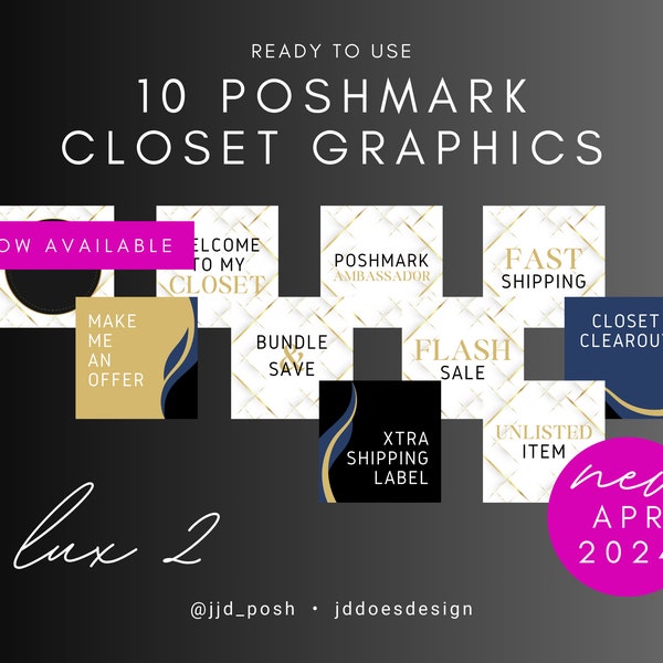 10 Poshmark Square Graphics Closet Signs Ready to Upload - Lux 2 by jdDoesDesign