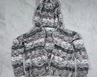 Vintage My Style Hooded Knit Cardigan Women’s XL Grey Marl Acrylic