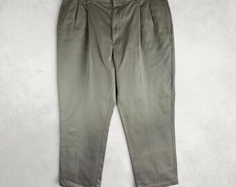 Vintage Tommy Hilfiger Pleated Chino Trousers W39 L29 Beige Preppy Old Money
