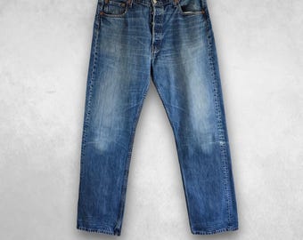 Vintage Levi’s 501 Jeans W34 L33 Men’s Blue Straight Button Fly Workwear Denim