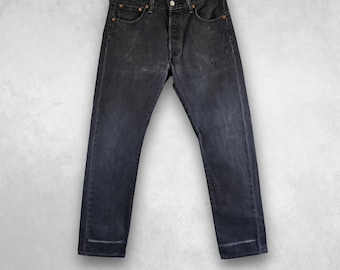 Levi’s 501 Jeans W30 L30 Black Vintage Y2K Straight Fit Button Fly Faded