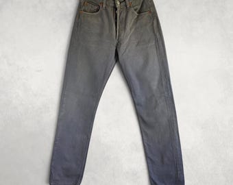 Levi’s 501 Jeans W26 L33 Grey Straight Leg Button Fly Vintage Made in Spain