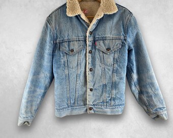 Levi's Sherpa Denim Jacket Men's S Blue Vintage Trucker Fleece Lined