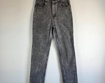 Vintage Levi’s 7505 Student Jeans: Grey Acid Wash, Made USA