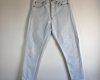 Vintage To Way Jeans W30 L29 Light Blue Button Fly Tapered Leg