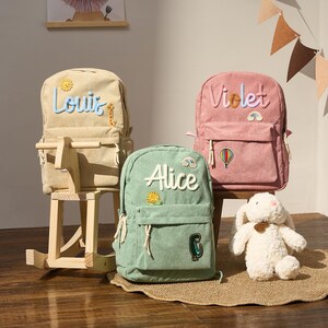 Personalized Toddler Backpack - Rainbow Letters & Removable Patches, Montessori SchoolBag for 3-12 Year Olds, Alphabet Learning Bag for Kids