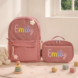 Sac à dos/sac à lunch personnalisé pour enfants - avec nom multicolore - écussons éducatifs à faire soi-même, sac à dos Montessori pour les 3-12 ans, sac léger