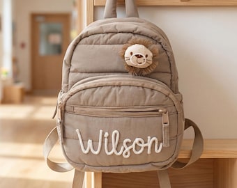 Personalized Toddler Backpack with Name, Quilted Daycare Cubby bag, Preschool Back To School Gift