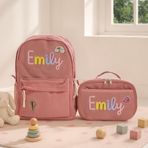 Rentrée scolaire idéale pour les enfants - Ensemble sac à dos personnalisé et sac à lunch isotherme, sac pour tout-petit d'âge préscolaire, cadeau parfait pour la première journée d'école
