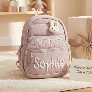 Personalized Pre K Graduation Gift Custom 3D Name Quilted Backpack Kindergarten Toddler Girl Bag