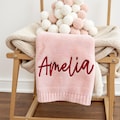 Personalized Embroidered Baby Knit Blanket, Monogrammed Newborn Gift, Baby Name Blanket, Baby Shower Gift, Nursery Gift, Baby Girl Blanket