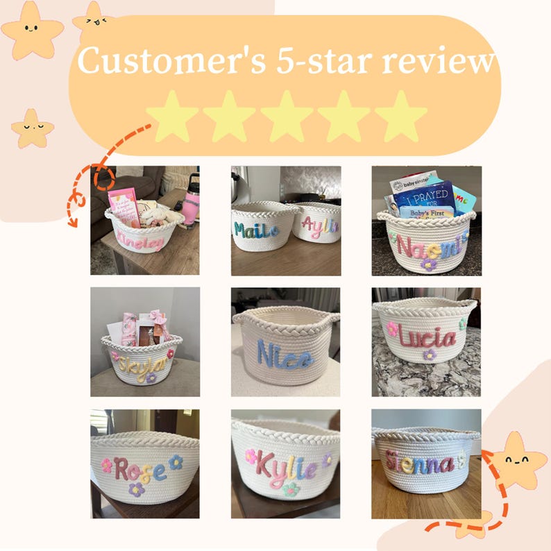 Custom Baby Name Basket · Montessori Baby Woven Basket · Cotton Rope Nursery Basket · Name Toy Basket · Monogram Baby Basket · Newborn Gift image 7
