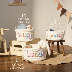 Custom Baby Name Basket · Montessori Baby Woven Basket · Cotton Rope Nursery Basket · Name Toy Basket · Monogram Baby Basket · Newborn Gift image 4
