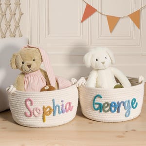 Personalisierter Baby Korb · Alphabet Baby gewebter Korb · Baumwollseil Kinderzimmer Geschenkkorb · Name Spielzeugkorb · Neugeborenen Geschenk · Aufbewahrungsorganisator