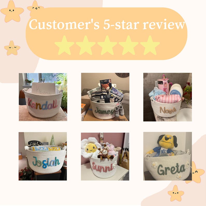 Custom Baby Name Basket · Montessori Baby Woven Basket · Cotton Rope Nursery Basket · Name Toy Basket · Monogram Baby Basket · Newborn Gift image 8