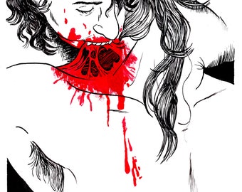 Blood Sucker - 8.5" x 11" Somerset Velvet Giclee Art Print, vampire erotica