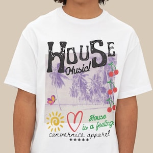 Maglietta House Music, House Is a Feeling, Maglietta Tropical Rave, Maglietta Deep House Music, Maglietta Afro House Music, Maglietta Unisex Oversize per Feste in Piscina