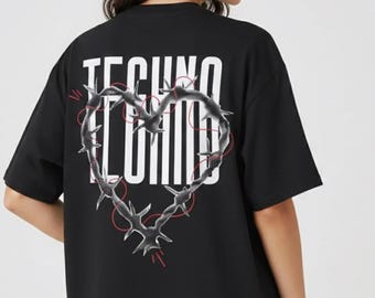 Oversized Techno Music Shirt: Underground Rave Outfit
