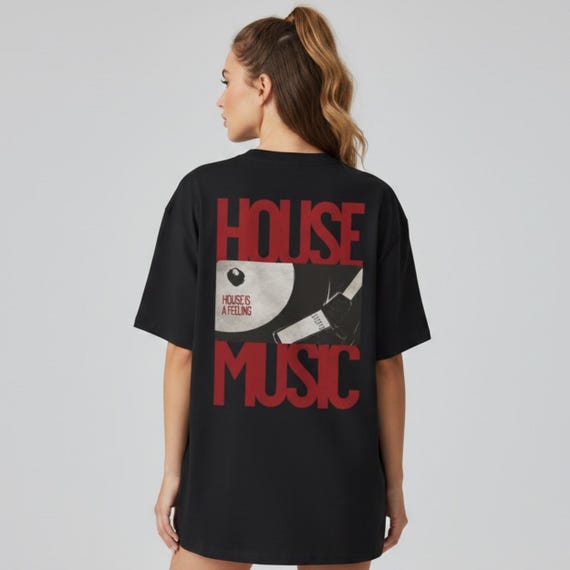 Oversized House Music Tee, EDM Rave Festival Shirt