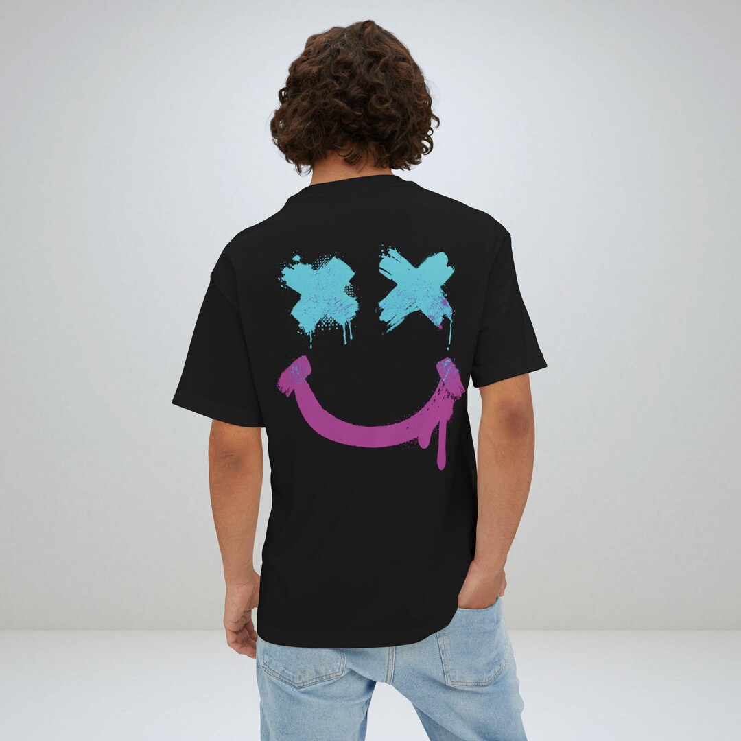 Oversize Streetwear Smiley Face Graphic T-Shirt
