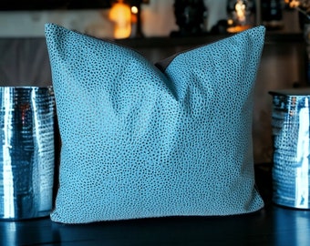 Kunst-Straußenleder Deko-Kissenbezug blau und schwarz18x18 Deko-Couch Schlafzimmer Wohnzimmer Kissen | Option zum Hinzufügen von Inserts