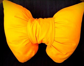Fatto a mano unico giallo senape Cuscino a forma di fiocco decoro per la casa