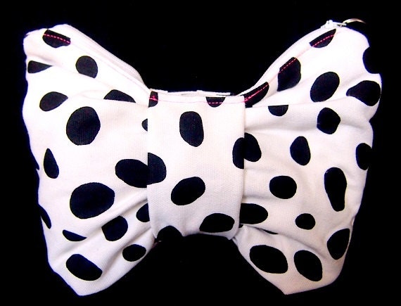 black and white polka dot clutch bag