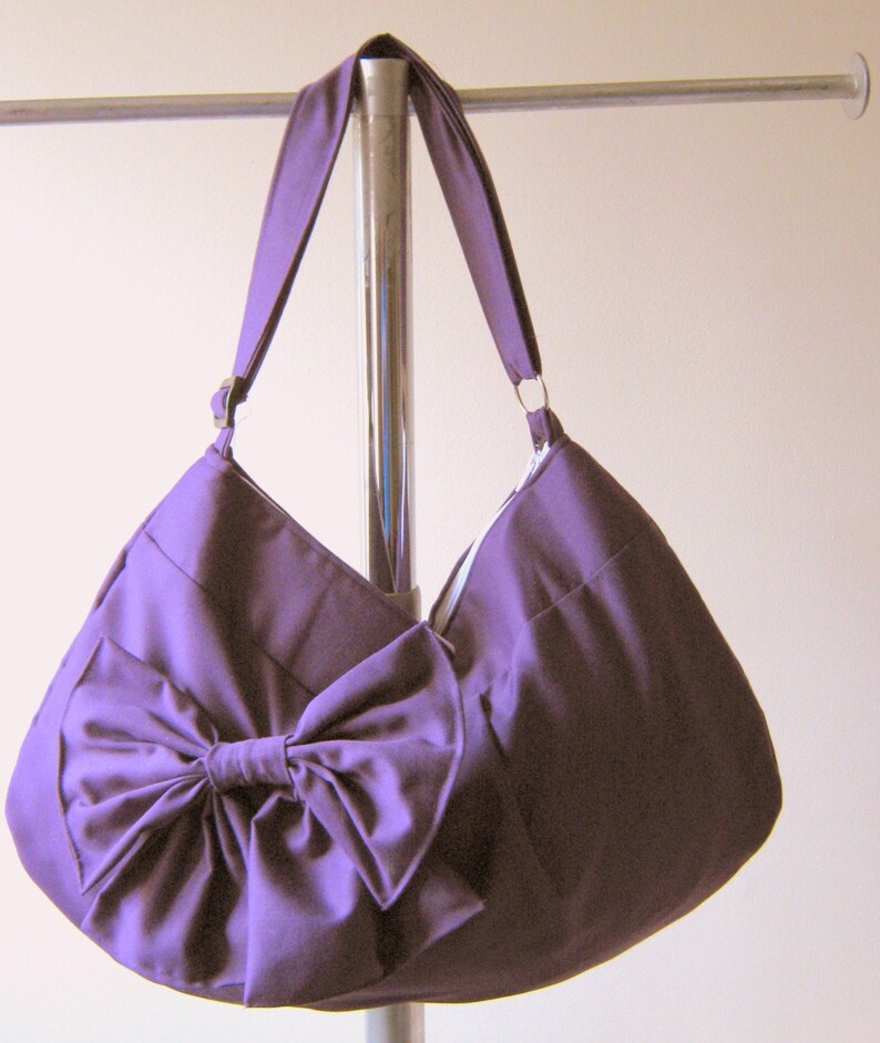 Hobo or messenger bag in Purple With zipper and adjustable strap Color options avaliable crossbody bag canvas crossbody bag image 3