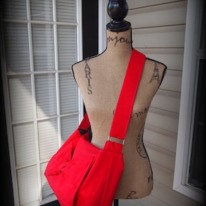Red messenger bag beautiful crossbody bag with bow and pockets