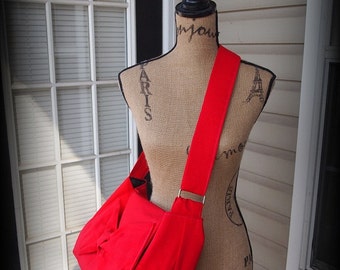 Red messenger bag beautiful crossbody bag with bow and pockets