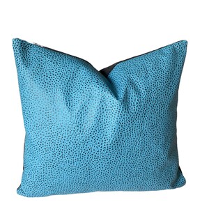 Faux ostrich leather decorative pillow cover blue and black18x18 decorative couch bedroom living room pillow Option to add insert image 2