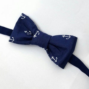 Handmade nautical pre tied cotton Navy anchor bow tie adjustable neck beach wedding neckwear boat attire mens bow tie bowtie for men