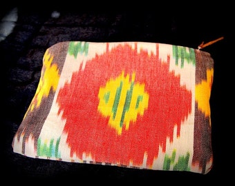 Fatto a mano crème ikat Pochette astuccetto trucco android spugnosa. Regali per lei regali sotto frizione colorato regalo di laurea 20