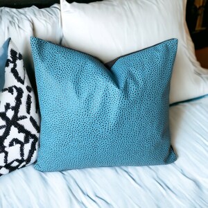 Faux ostrich leather decorative pillow cover blue and black18x18 decorative couch bedroom living room pillow Option to add insert image 3