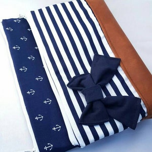 Clutch bag with bow, navy clutch bag, handmade handbag, cotton clutch bag image 5