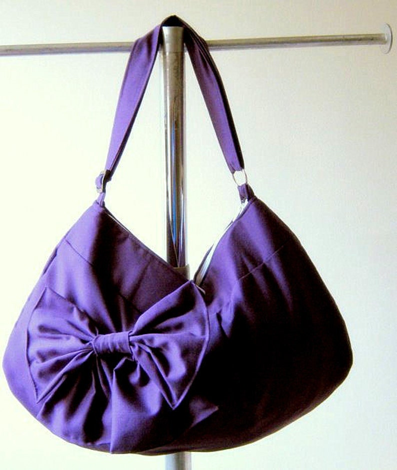 Hobo or messenger bag in Purple With zipper and adjustable strap Color options avaliable crossbody bag canvas crossbody bag image 1