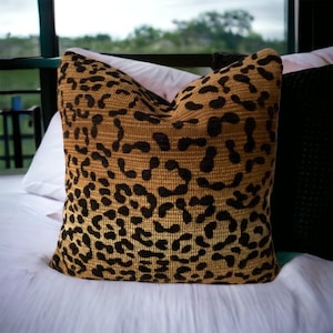 Leopard print decorative pillow cover with zipper brown and black 18x18 decorative couch bedroom living room pillow