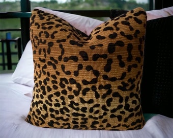 Leopard print decorative pillow cover with zipper brown and black 18x18 decorative couch bedroom living room pillow