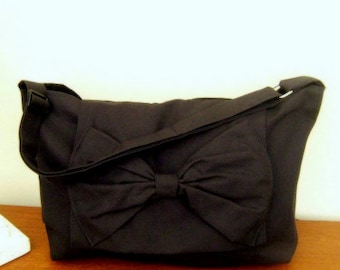 Handmade Adjustable strap laptop book bag Messenger bag in black color variations avaliable