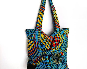 Bag with bow, handmade bag with zipper, African bag for women