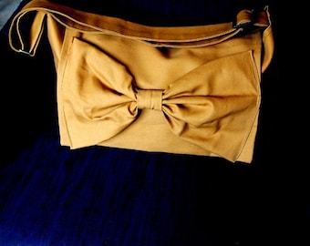 Handmade messenger bag, bag with bow, bag with adjustable strap