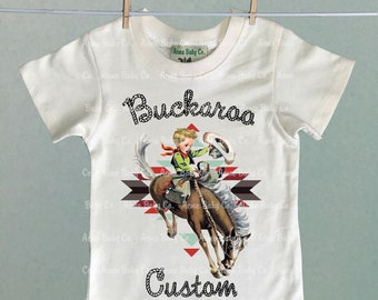 Individuelles Retro Cowboy-Hemd mit Rope-Schriftzug. Jungen Geburtstag Cowboy Rodeo Shirt. Buckaroo Shirt. Geschenk für Junge. Name wählen