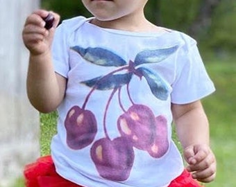 Retro Cherries Baby Tee, Organic Cotton Infant Shirt