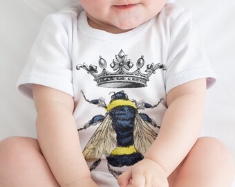 Organic Queen Bee Baby Shirt. Retro Baby Shirt, Vintage Graphic Top, Infant Tee Shirt, t-shirt, Shower Gift, Baby Layette, New Baby Gift