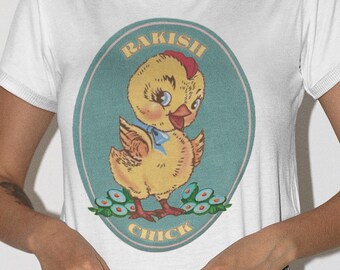 Rakish Chick Retro Women's Organic Shirt. Great Gift with Kitsch Flair. Gift for Her. Kitschy Cute Birthday Gift for Girlfriend.